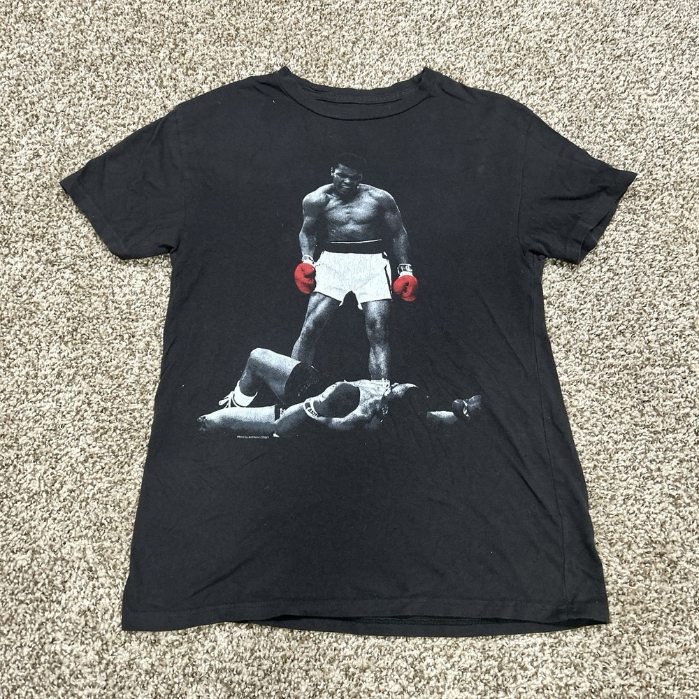 Muhammad Ali T-Shirt Men's Small Sonny Liston Fight KO Black Boxing Tee Graphic